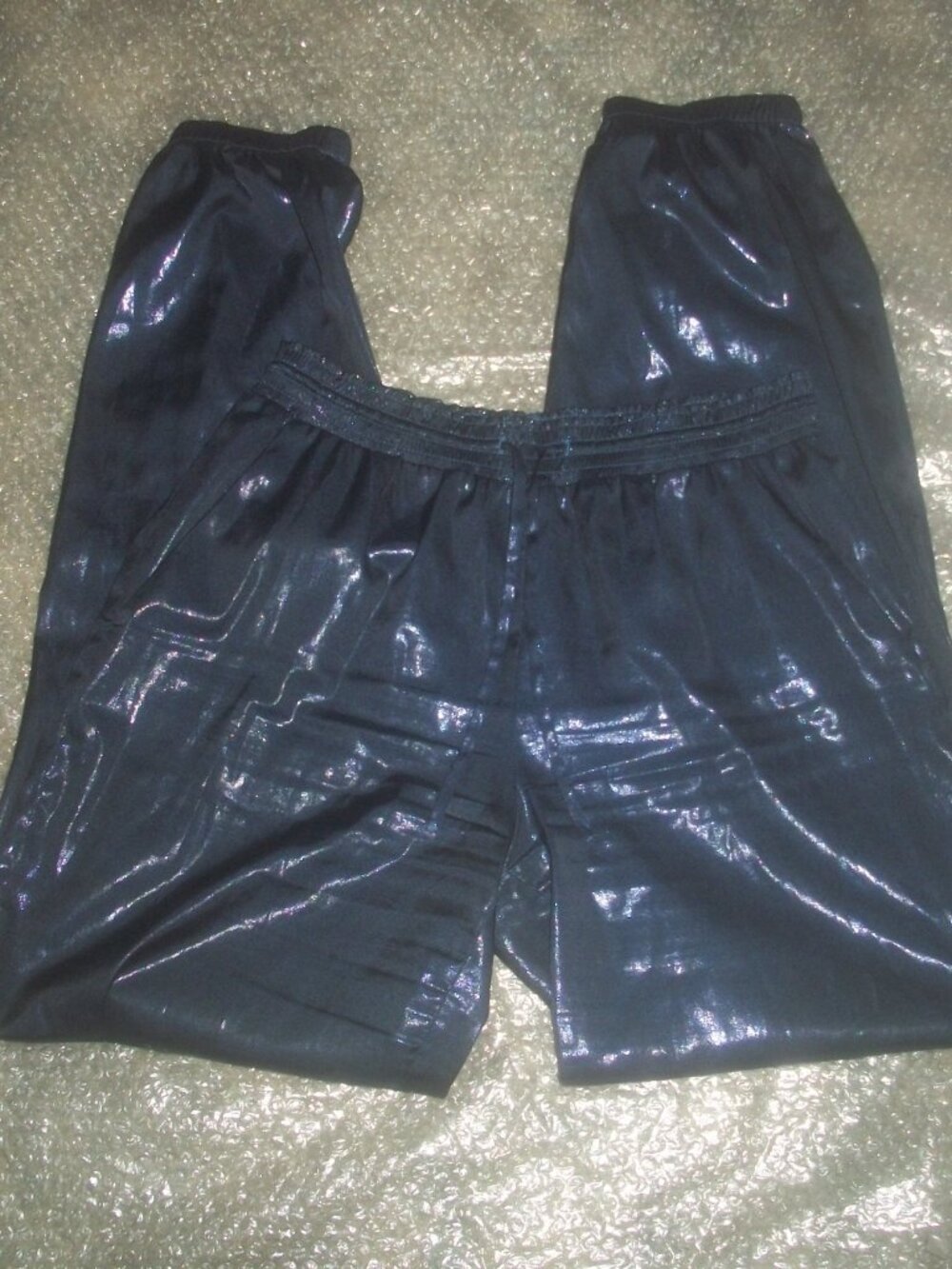 womens Victoria's Secret high shine metallic joggers.Navy blue.size small